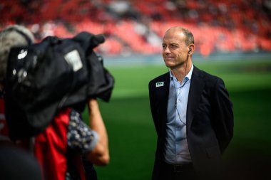 LEVERKUSEN, GERMANY - 26 APRIL, 2025: Jess Thorup - Bundesliga maçı Bayer 04 Leverkusen FC Augsburg 'a karşı Bayarena' da. 