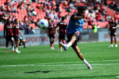 LEVERKUSEN, GERMANY - 26 APRIL, 2025: Nathan Tella - Bundesliga maçı Bayer 04 Leverkusen, Bayarena 'da FC Augsburg' a karşı.