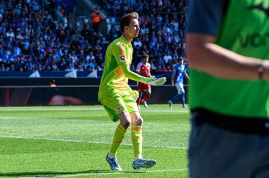 BOCHUM, ALMANY - 27 APRIL, 2025: Frederik Ronnow - Bundesliga maçı VfL Bochum - 1. FC Union Berlin 1: 1 Vonovia Stadyumu 'nda.