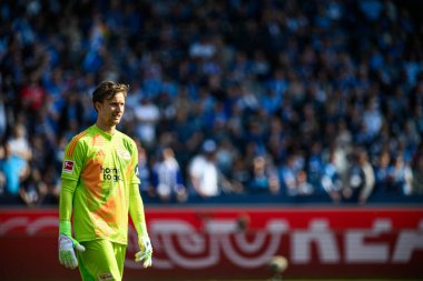 BOCHUM, ALMANY - 27 APRIL, 2025: Frederik Ronnow - Bundesliga maçı VfL Bochum - 1. FC Union Berlin 1: 1 Vonovia Stadyumu 'nda.
