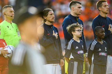 ROTTERDAM, NETHERLANDS - 14 Haziran 2023: Luka Modric - UEFA Uluslar Ligi Finalleri. Yarı final Hollanda - Hırvatistan De Kuip 'te