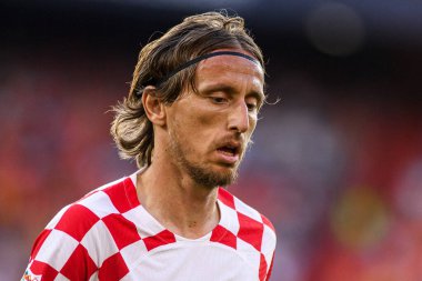ROTTERDAM, NETHERLANDS - 14 Haziran 2023: Luka Modric - UEFA Uluslar Ligi Finalleri. Yarı final Hollanda - Hırvatistan De Kuip 'te