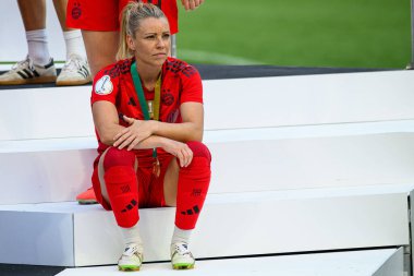 COLOGNE, GERMANY - 1 Mayıs 2025: Linda Dallmann - DFB-Pokal Frauen (Almanya Kadınlar Kupası) maçı FC Bayern Münih-SV Werder Bremen 'e karşı Rhein Enerji Stadyumu' nda.