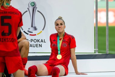COLOGNE, GERMANY - 1 Mayıs 2025: Giulia Gwinn - DFB-Pokal Frauen (Almanya Kadınlar Kupası) maçı FC Bayern Münih - SV Werder Bremen - Rhein Enerji Stadyumu 'nda.