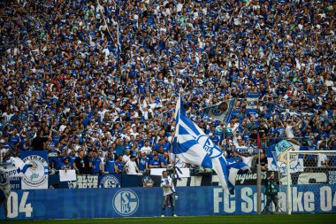 GELSENKIRCHEN, GERMANY - 2 Mayıs 2025: 2 futbol maçı. Bundesliga FC Schalke 04 - SC Paderborn 07 Veltins Arena.