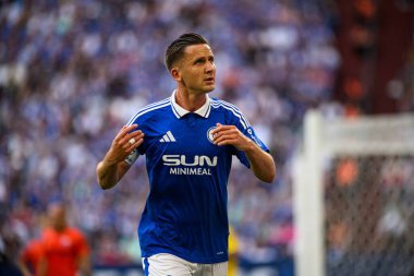 GELSENKIRCHEN, ALMANY - 2 MAYIS 2025 Paul Seguin - 2 Mayıs 'lık futbol maçı. Bundesliga FC Schalke 04 - SC Paderborn 07 Veltins Arena.