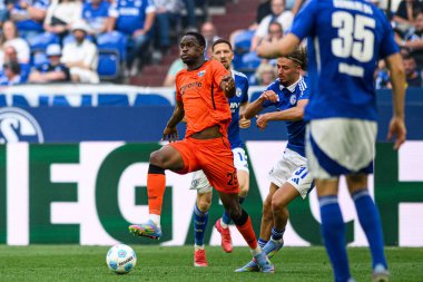 GELSENKIRCHEN, GERMANY - 2 Mayıs 2025: 2 futbol maçı. Bundesliga FC Schalke 04 - SC Paderborn 07 Veltins Arena.