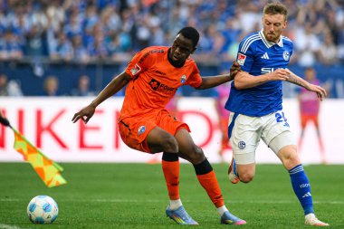 GELSENKIRCHEN, GERMANY - 2 Mayıs 2025: 2 futbol maçı. Bundesliga FC Schalke 04 - SC Paderborn 07 Veltins Arena.