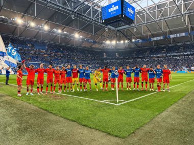 GELSENKIRCHEN, GERMANY - 2 Mayıs 2025: 2 futbol maçı. Bundesliga FC Schalke 04 - SC Paderborn 07 Veltins Arena.
