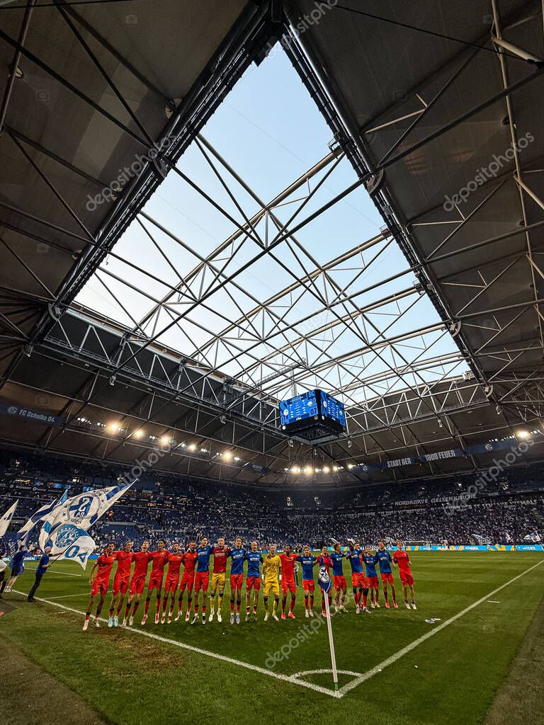 GELSENKIRCHEN, GERMANY - 2 MAY, 2025:  - The football match of 2. Bundesliga FC Schalke 04 vs SC Paderborn 07 at Veltins Arena.