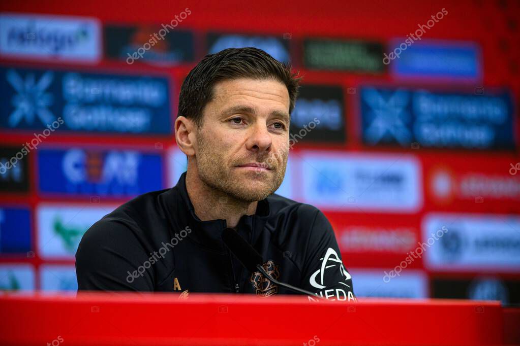 LEVERKUSEN, GERMANY - 2 MAY, 2025: Xabi Alonso - pre match press conference. The Bundesliga match Bayer 04 Leverkusen vs Freiburg