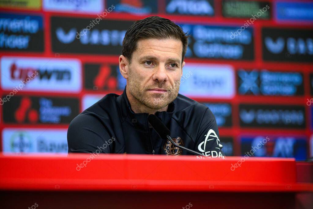 LEVERKUSEN, GERMANY - 2 MAY, 2025: Xabi Alonso - pre match press conference. The Bundesliga match Bayer 04 Leverkusen vs Freiburg