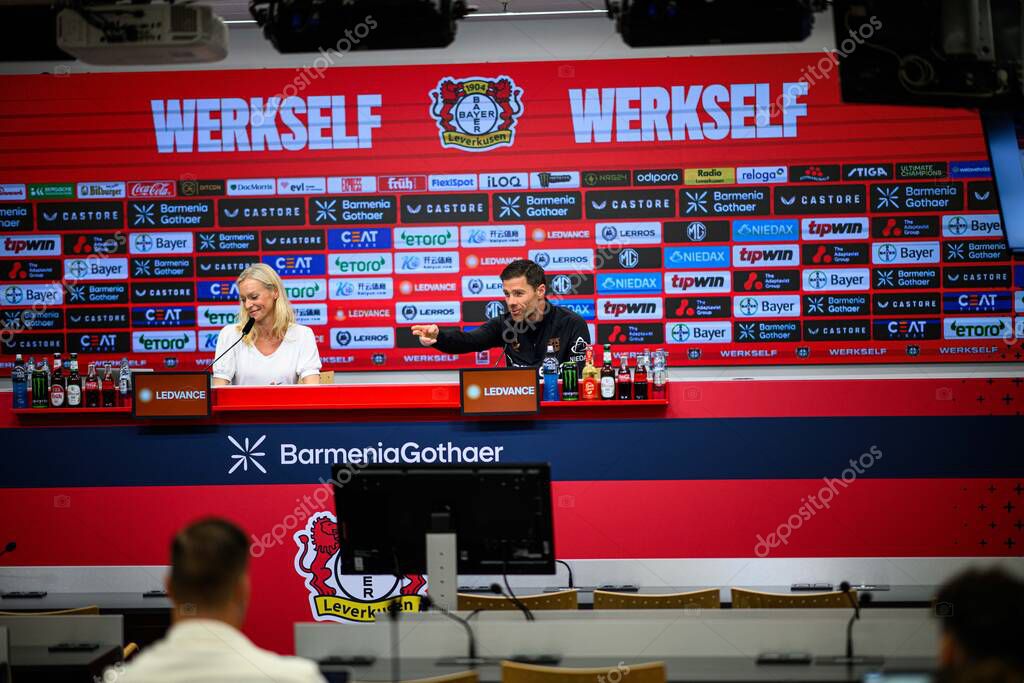 LEVERKUSEN, GERMANY - 2 MAY, 2025: Xabi Alonso - pre match press conference. The Bundesliga match Bayer 04 Leverkusen vs Freiburg