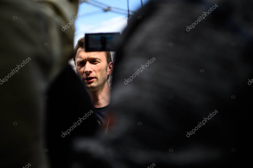 LEVERKUSEN, GERMANY - 9 MAY, 2025:  - Simon Rolfes. Press Conference. The Bundesliga match Bayer 04 Leverkusen vs Borusssia Dortmund at BayArena.