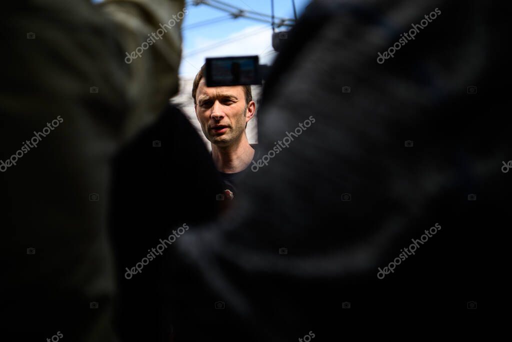 LEVERKUSEN, GERMANY - 9 MAY, 2025:  - Simon Rolfes. Press Conference. The Bundesliga match Bayer 04 Leverkusen vs Borusssia Dortmund at BayArena.