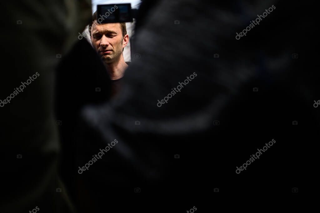LEVERKUSEN, GERMANY - 9 MAY, 2025:  - Simon Rolfes. Press Conference. The Bundesliga match Bayer 04 Leverkusen vs Borusssia Dortmund at BayArena.