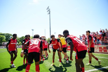 LEVERKUSEN, ALMANY - 10 MAYIS, 2025: gol - Yarı-Final. A-Junioren Bundesliga maçı Bayer 04 Leverkusen, FC Bayern 'e karşı Ulrich-Haberland Stadyumu' nda.