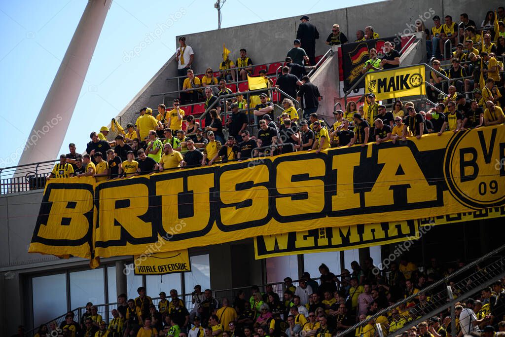 LEVERKUSEN, GERMANY - 11 MAY, 2025: BVB fans - The Bundesliga match Bayer 04 Leverkusen vs FC Augsburg at BayArena.