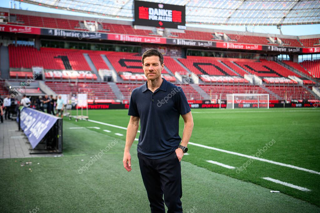 LEVERKUSEN, GERMANY - 11 MAY, 2025: Xabi Alonso - The Bundesliga match Bayer 04 Leverkusen vs FC Augsburg at BayArena.
