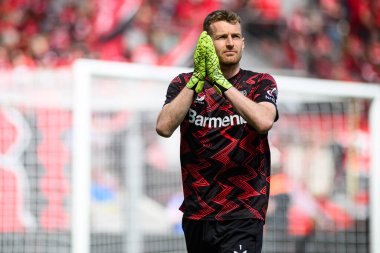 LEVERKUSEN, GERMANY - 11 Mayıs 2025: Lukas Hradecky - Bayer 04 Leverkusen, Borussia Dortmund 'a karşı.