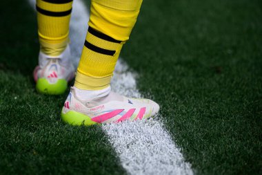 COLOGNE, ALMANY - 11 MAYIS 2025: Adidas Predator Elit Asmasız Yapay Çimen Botları - Rhein Enerji Stadyumu.