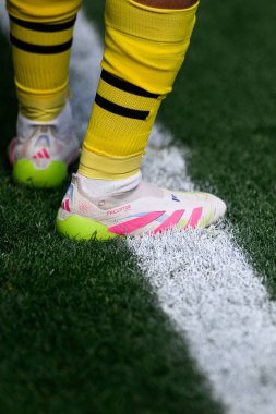 COLOGNE, ALMANY - 11 MAYIS 2025: Adidas Predator Elit Asmasız Yapay Çimen Botları - Rhein Enerji Stadyumu.