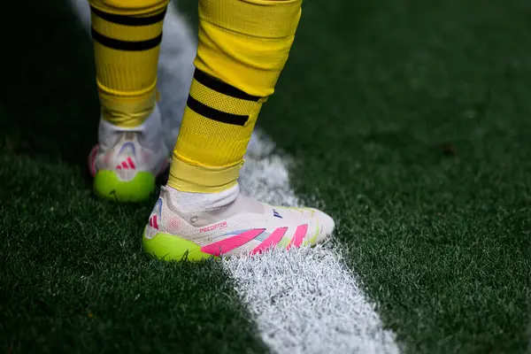 COLOGNE, ALMANY - 11 MAYIS 2025: Adidas Predator Elit Asmasız Yapay Çimen Botları - Rhein Enerji Stadyumu.