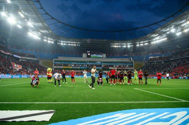 LEVERKUSEN, GERMANY - 21 Mayıs 2023: Karim Bellarabi, Alman eski futbolcu - Bayer 04 Leverkusen, Borussia Moenchengladbach 'a karşı.