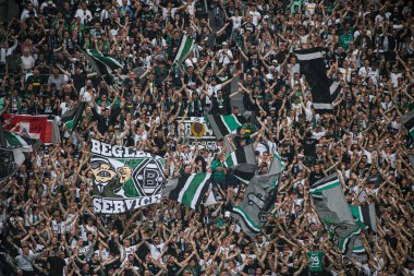 LEVERKUSEN, GERMANY - 21 MAYIS 2023: Fans Moenchengladbach - Bundesliga maçı Bayer 04 Leverkusen ile Borussia Moenchengladbach Bayena 'da.