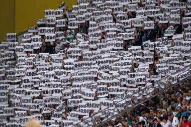 LEVERKUSEN, GERMANY - 21 MAYIS 2023: Fans Moenchengladbach - Bundesliga maçı Bayer 04 Leverkusen ile Borussia Moenchengladbach Bayena 'da.