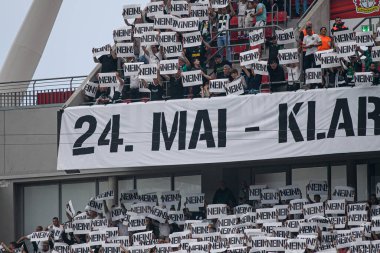 LEVERKUSEN, GERMANY - 21 MAYIS 2023: Fans Moenchengladbach - Bundesliga maçı Bayer 04 Leverkusen ile Borussia Moenchengladbach Bayena 'da.