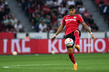 LEVERKUSEN, GERMANY - 21 Mayıs 2023: Piero Hincapie - Bayer 04 Leverkusen Borussia Moenchengladbach 'a karşı.