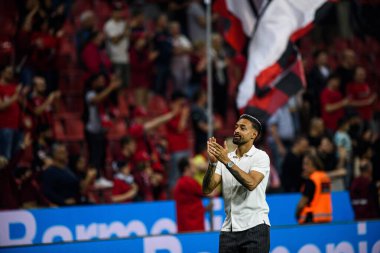 LEVERKUSEN, GERMANY - 21 Mayıs 2023: Karim Bellarabi, Alman eski futbolcu - Bayer 04 Leverkusen, Borussia Moenchengladbach 'a karşı.