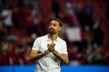 LEVERKUSEN, GERMANY - 21 Mayıs 2023: Karim Bellarabi, Alman eski futbolcu - Bayer 04 Leverkusen, Borussia Moenchengladbach 'a karşı.