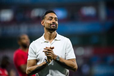 LEVERKUSEN, GERMANY - 21 Mayıs 2023: Karim Bellarabi, Alman eski futbolcu - Bayer 04 Leverkusen, Borussia Moenchengladbach 'a karşı.