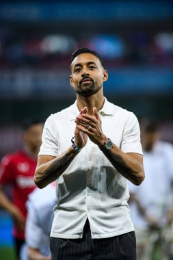 LEVERKUSEN, GERMANY - 21 Mayıs 2023: Karim Bellarabi, Alman eski futbolcu - Bayer 04 Leverkusen, Borussia Moenchengladbach 'a karşı.