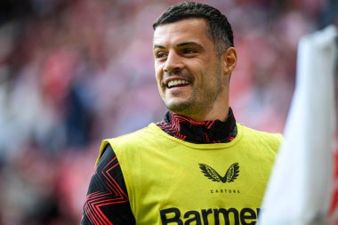MAINZ, GERMANY - 17 Mayıs 2025: Granit Xhaka - Bundesliga maçı 1.FSV Mainz 05 - Bayer 04 Leverkusen maçı Mewa Arena 'da.