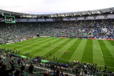 WROCLAW, POLAND - 28 Mayıs 2025 UEFA Avrupa Konferans Ligi Real Betis Chelsea FC 'ye karşı Wroclaw Stadyumu' nda oynanan final maçı.
