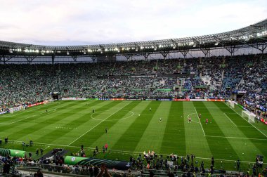 WROCLAW, POLAND - 28 Mayıs 2025 UEFA Avrupa Konferans Ligi Real Betis Chelsea FC 'ye karşı Wroclaw Stadyumu' nda oynanan final maçı.