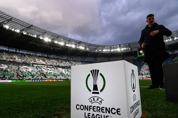 WROCLAW, POLAND - 28 Mayıs 2025 UEFA Avrupa Konferans Ligi Real Betis Chelsea FC 'ye karşı Wroclaw Stadyumu' nda oynanan final maçı.