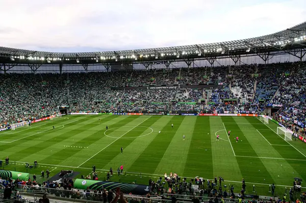 WROCLAW, POLAND - 28 Mayıs 2025 UEFA Avrupa Konferans Ligi Real Betis Chelsea FC 'ye karşı Wroclaw Stadyumu' nda oynanan final maçı.