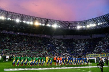 WROCLAW, POLAND - 28 Mayıs 2025 UEFA Avrupa Konferans Ligi Real Betis Chelsea FC 'ye karşı Wroclaw Stadyumu' nda oynanan final maçı.