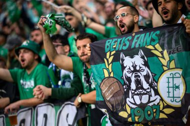 WROCLAW, POLAND - 28 Mayıs 2025: Destekçiler - Wroclaw Stadyumu 'nda UEFA Avrupa Konferans Ligi Real Betis Chelsea FC' ye karşı.
