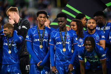 WROCLAW, POLAND - 28 Mayıs 2025: Joshua Acheampong - Wroclaw Stadyumu 'nda UEFA Avrupa Konferans Ligi Real Betis Chelsea FC' ye karşı.