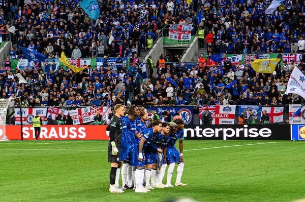 WROCLAW, POLAND - 28 Mayıs 2025 UEFA Avrupa Konferans Ligi Real Betis Chelsea FC 'ye karşı Wroclaw Stadyumu' nda oynanan final maçı.