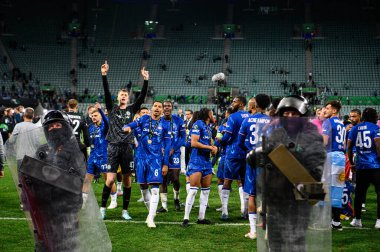 WROCLAW, POLAND - 28 Mayıs 2025 UEFA Avrupa Konferans Ligi Real Betis Chelsea FC 'ye karşı Wroclaw Stadyumu' nda oynanan final maçı.