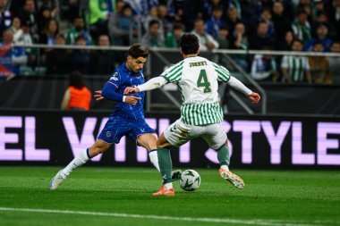 WROCLAW, POLAND - 28 Mayıs 2025 UEFA Avrupa Konferans Ligi Real Betis Chelsea FC 'ye karşı Wroclaw Stadyumu' nda oynanan final maçı.