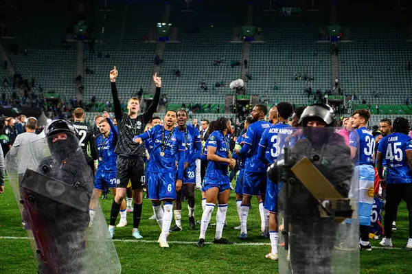 WROCLAW, POLAND - 28 Mayıs 2025 UEFA Avrupa Konferans Ligi Real Betis Chelsea FC 'ye karşı Wroclaw Stadyumu' nda oynanan final maçı.