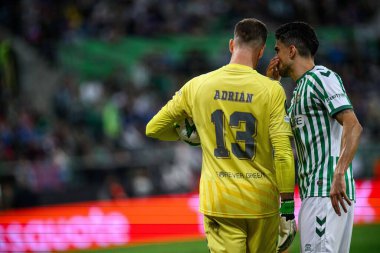 WROCLAW, POLAND - 28 Mayıs 2025: Adrian - UEFA Avrupa Konferans Ligi Real Betis Chelsea FC 'ye karşı Wroclaw Stadyumu' nda final maçı.