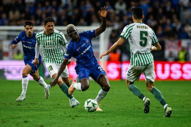 WROCLAW, POLAND - 28 Mayıs 2025: Moises Caicedo - Wroclaw Stadyumu 'nda UEFA Avrupa Konferans Ligi Real Betis Chelsea FC' ye karşı.